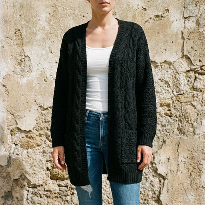 ExpressOutlet24 - Vinav | Cable-Knit Open-Front Knit Cardigan Women