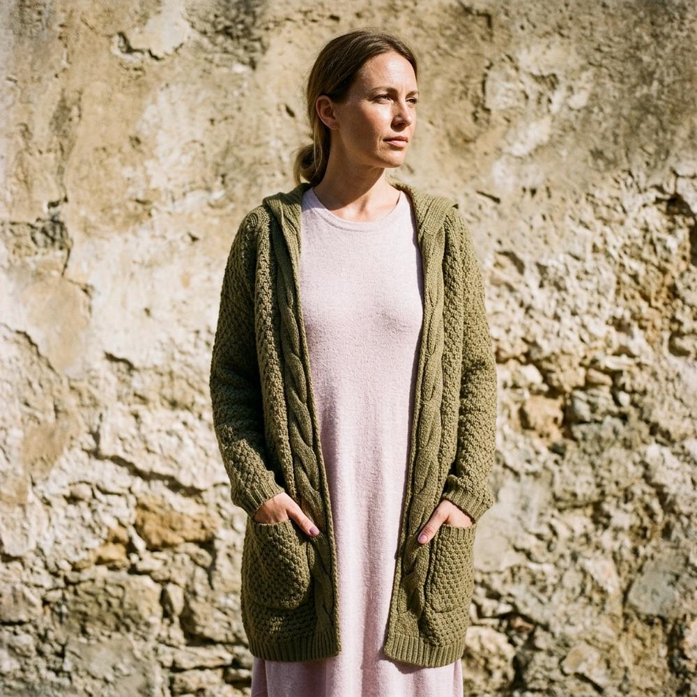 ExpressOutlet24 - Vinav | Cable-Knit Open-Front Knit Cardigan Women