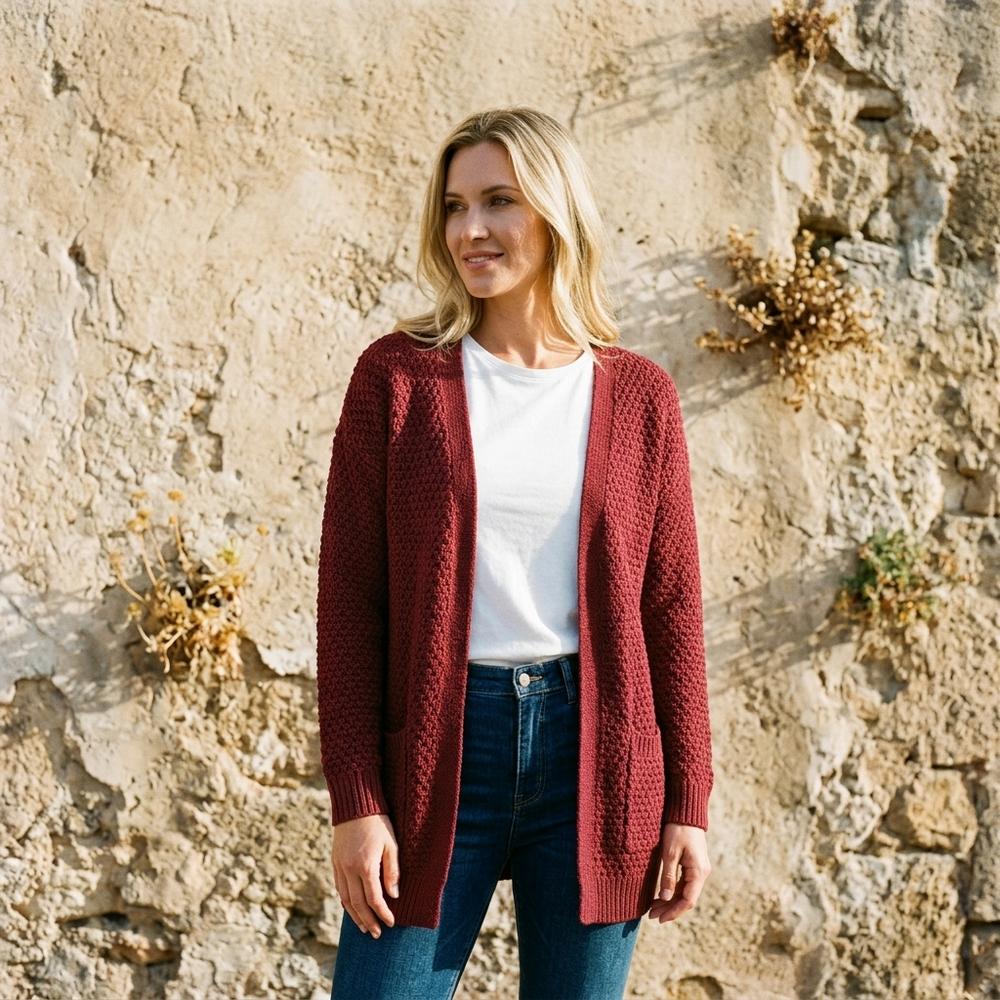 ExpressOutlet24 - Vinav | Cable-Knit Open-Front Knit Cardigan Women