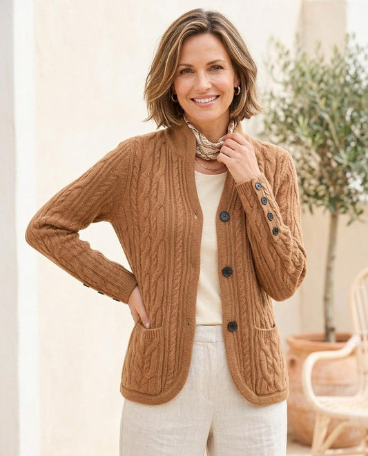 ExpressOutlet24 - Veran | Cable-Knit Button-Front Knit Cardigan Women