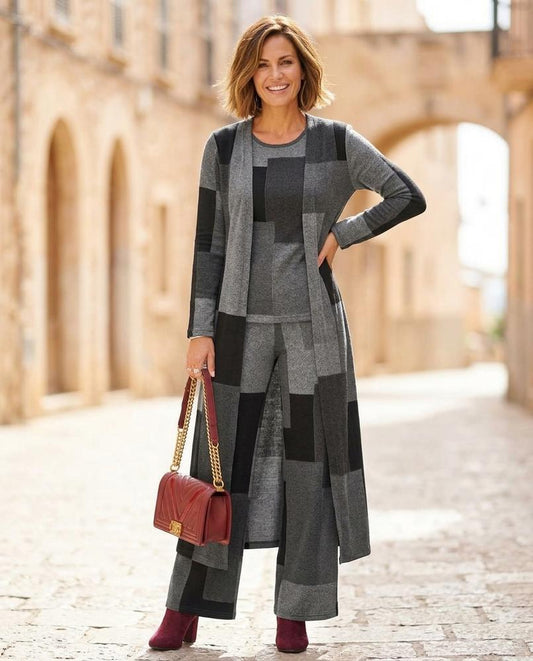 ExpressOutlet24 - Kasil | Color-Block Longline Knit Cardigan Women