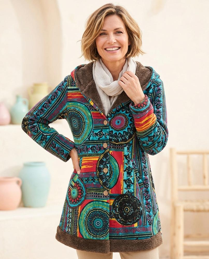ExpressOutlet24 - Rosen | Fleece-Lined Patterned Coat Women