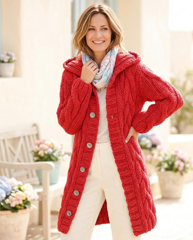 ExpressOutlet24 - Datir | Cable Knit Longline Knit Cardigan Women