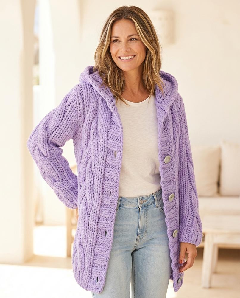 ExpressOutlet24 - Datir | Cable Knit Longline Knit Cardigan Women