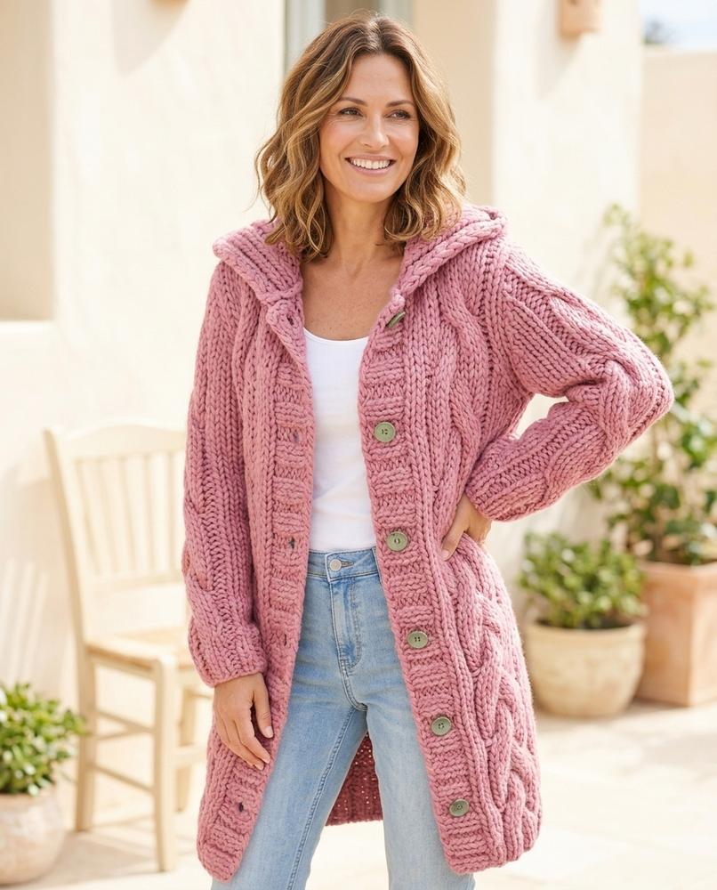 ExpressOutlet24 - Datir | Cable Knit Longline Knit Cardigan Women
