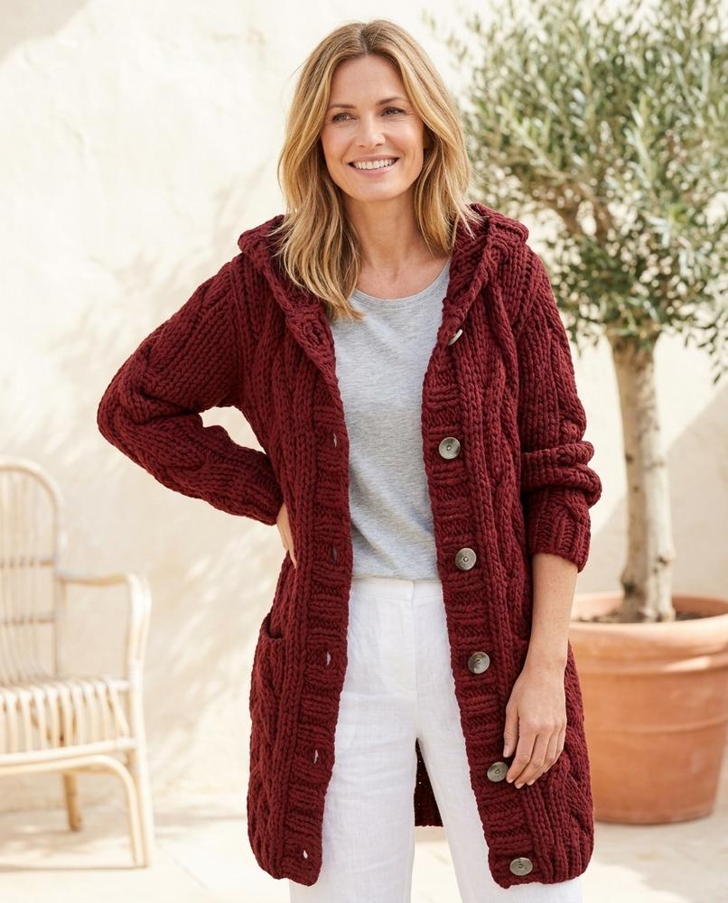 ExpressOutlet24 - Datir | Cable Knit Longline Knit Cardigan Women