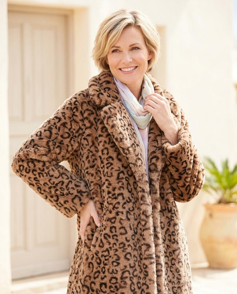 ExpressOutlet24 - Novel | Leopard Print Faux Fur Coat Women