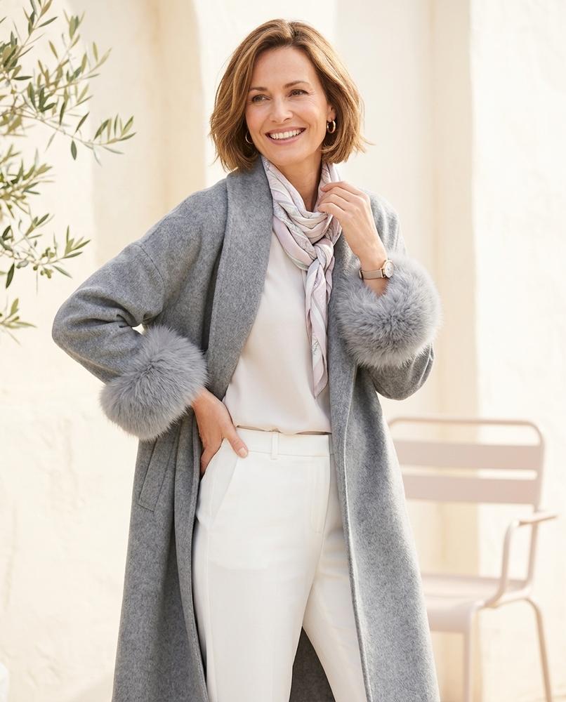 ExpressOutlet24 - Yoram | Open-Front Fur-Cuff Coat Women
