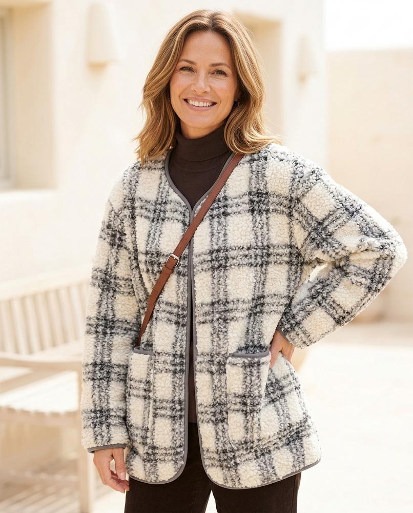 ExpressOutlet24 - Zakar | Plaid Collarless Jacket Women