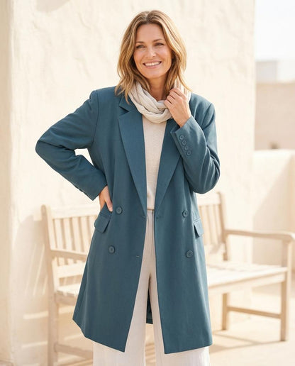 ExpressOutlet24 - Leren | Double-Breasted Oversized Blazer Women