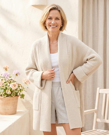 ExpressOutlet24 - Keser | Ribbed Longline Knit Cardigan Women