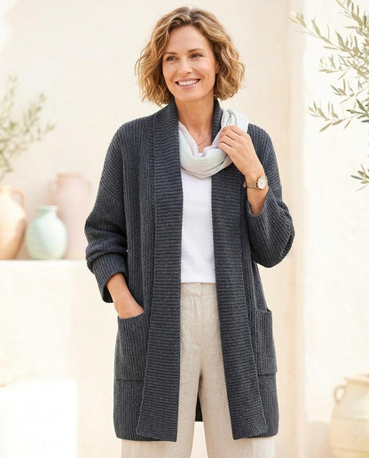 ExpressOutlet24 - Keser | Ribbed Longline Knit Cardigan Women