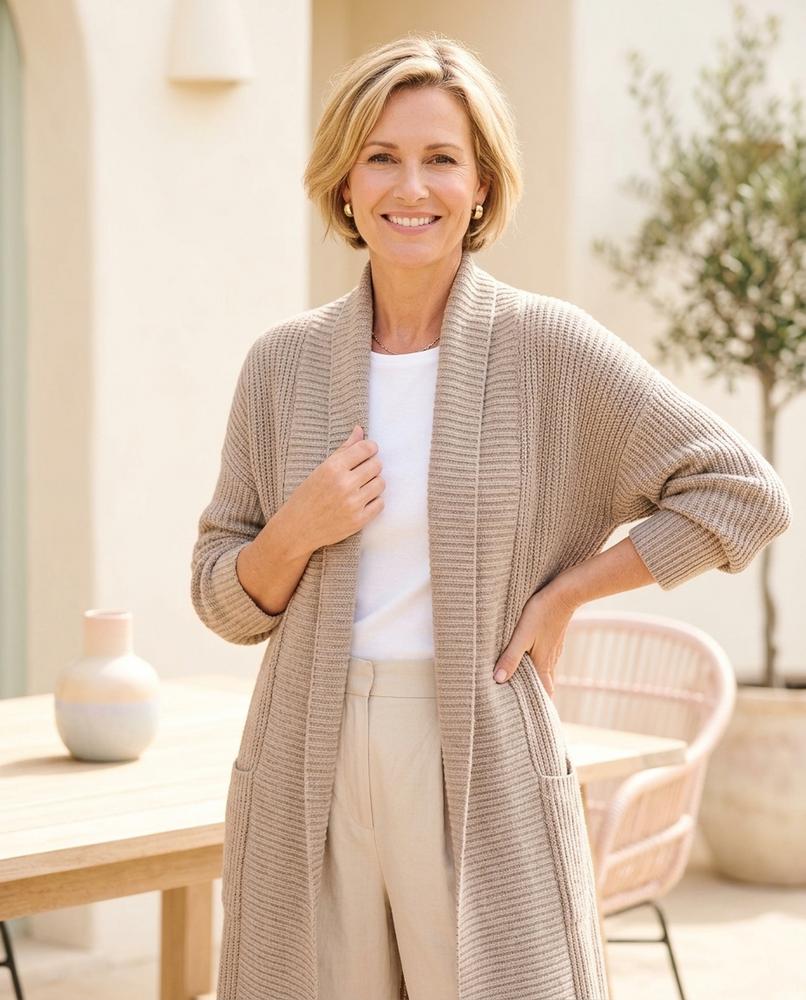 ExpressOutlet24 - Keser | Ribbed Longline Knit Cardigan Women