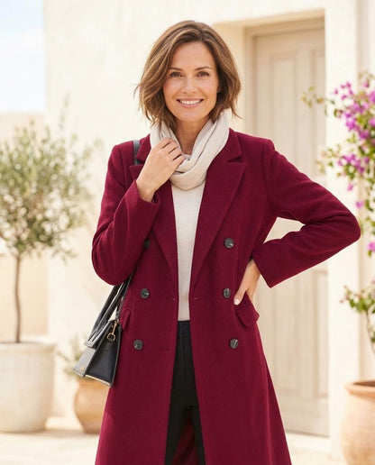ExpressOutlet24 - Lonor | Double-Breasted Notched Lapel Coat Women