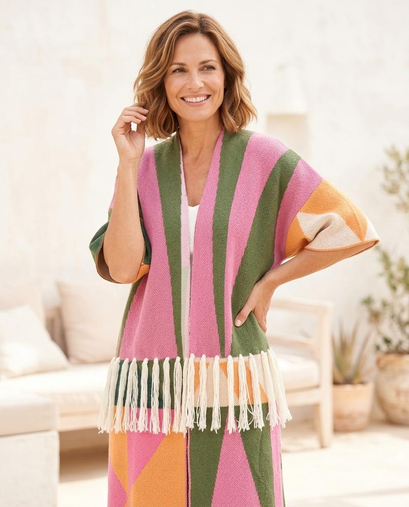 ExpressOutlet24 - Lerel | Geometric Fringed Knit Cardigan Women