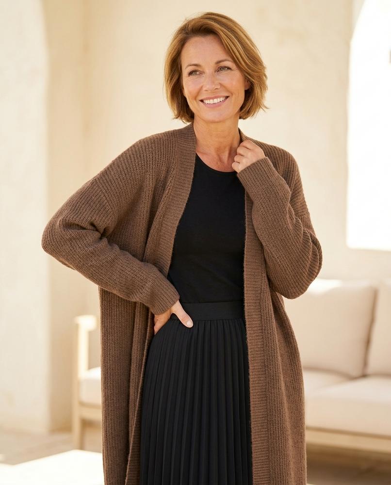 ExpressOutlet24 - Ledar | Ribbed Open-Front Knit Cardigan Women