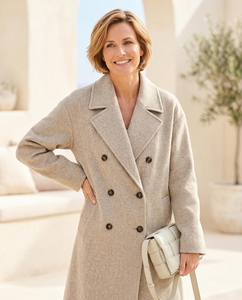 ExpressOutlet24 - Malin | Double-Breasted Notched Lapel Coat Women