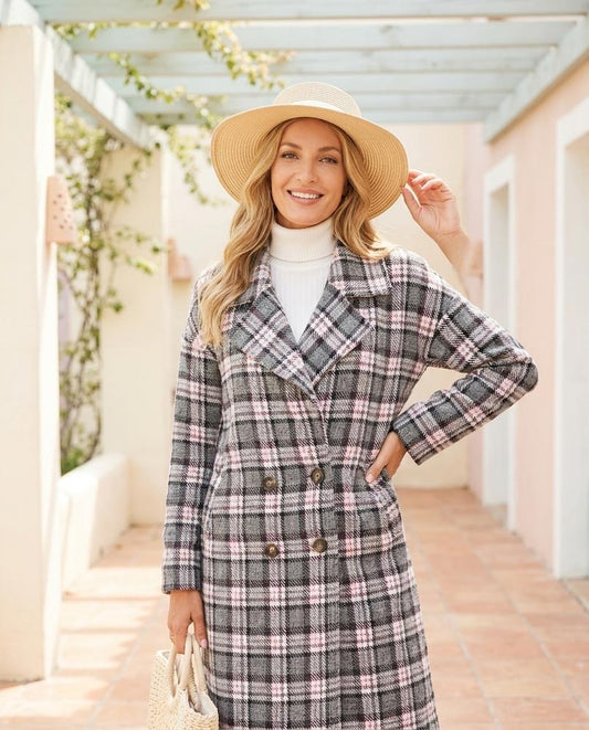 ExpressOutlet24 - Lolen | Plaid Double-Breasted Coat Women