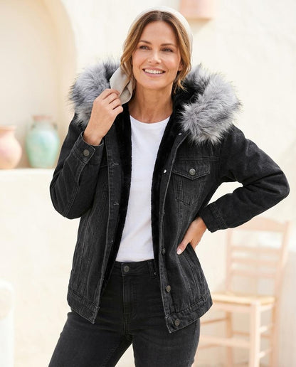 ExpressOutlet24 - Zamir | Lined Faux Fur-Trimmed Denim Jacket Women