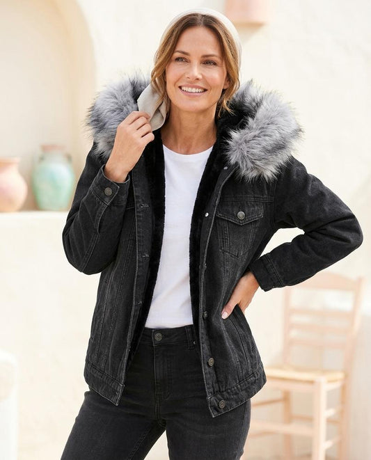 ExpressOutlet24 - Zamir | Lined Faux Fur-Trimmed Denim Jacket Women