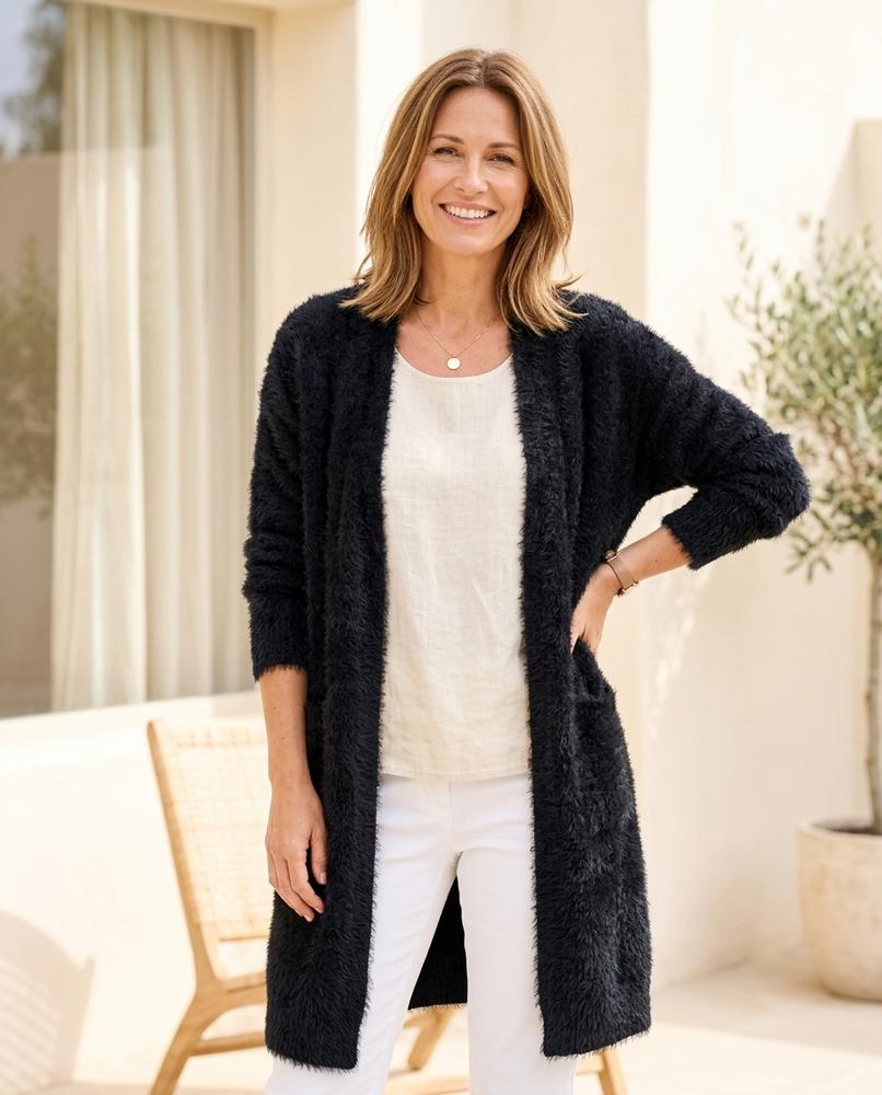 ExpressOutlet24 - Tiran | Fluffy Longline Knit Cardigan Women