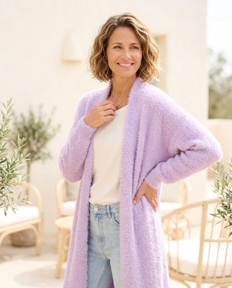 ExpressOutlet24 - Tiran | Fluffy Longline Knit Cardigan Women