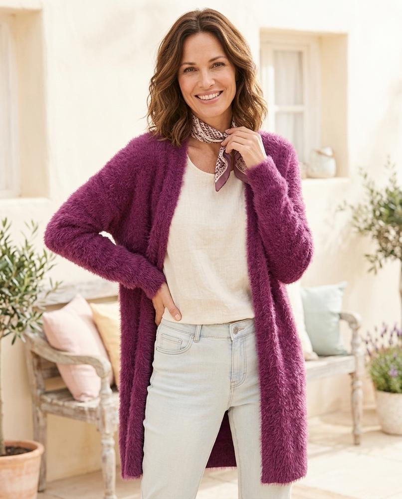 ExpressOutlet24 - Tiran | Fluffy Longline Knit Cardigan Women