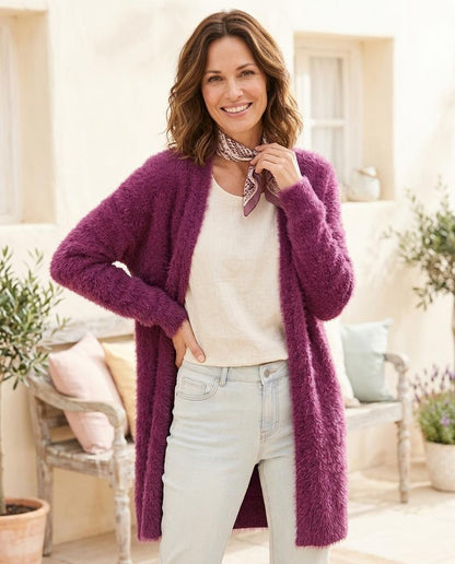 ExpressOutlet24 - Tiran | Fluffy Longline Knit Cardigan Women