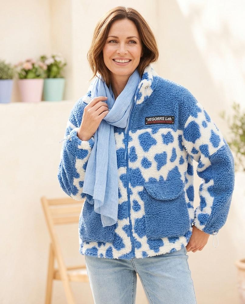 ExpressOutlet24 - Lavel | Cow-Print Fleece Jacket Women