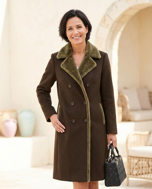 ExpressOutlet24 - Elsel | Double-Breasted Faux Fur-Lined Coat Women