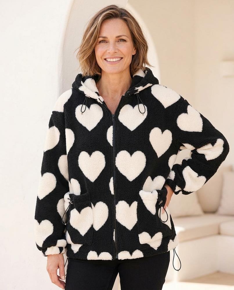 ExpressOutlet24 - Rinav | Hooded Heart-Print Jacket Women