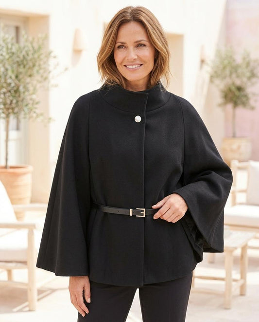 ExpressOutlet24 - Yosen | Belted Cape-Style Coat Women