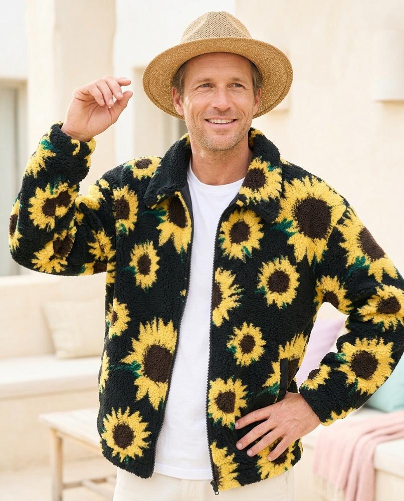 ExpressOutlet24 - Lydar | Sunflower Print Fleece Jacket Men