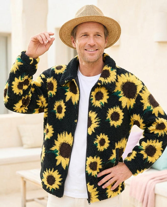 ExpressOutlet24 - Lydar | Sunflower Print Fleece Jacket Men