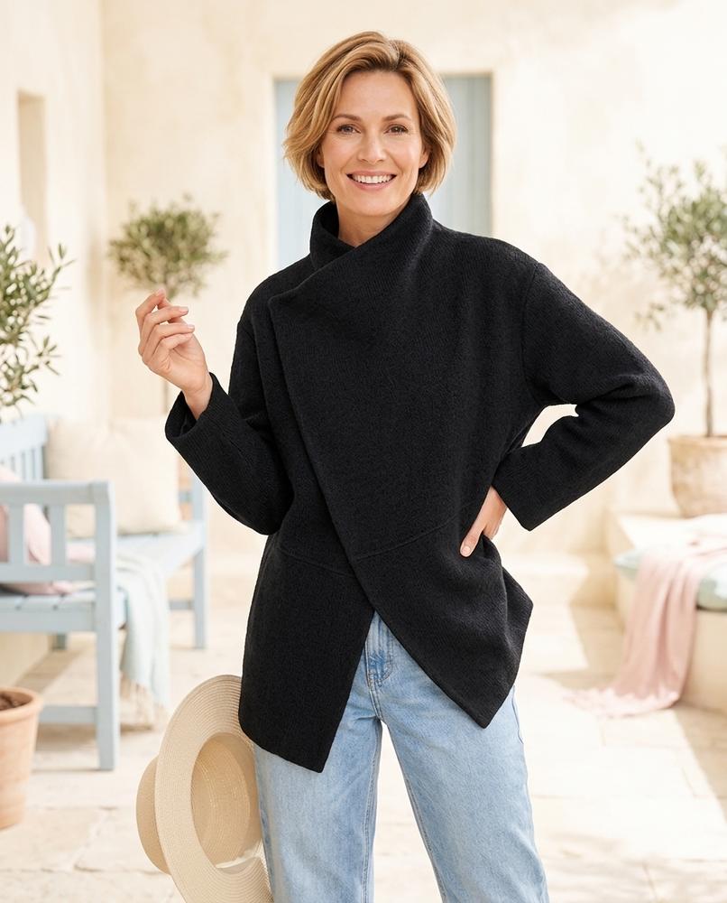 ExpressOutlet24 - Timin | Asymmetrical Funnel Neck Coat Women