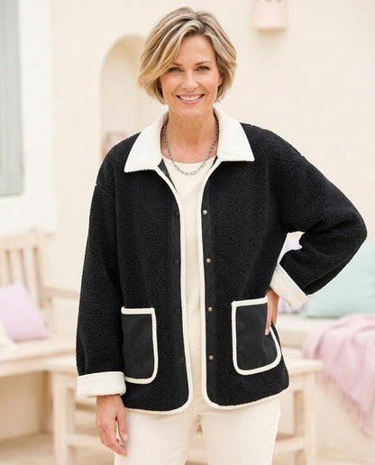 ExpressOutlet24 - Lomor | Textured Contrast-Trim Jacket Women