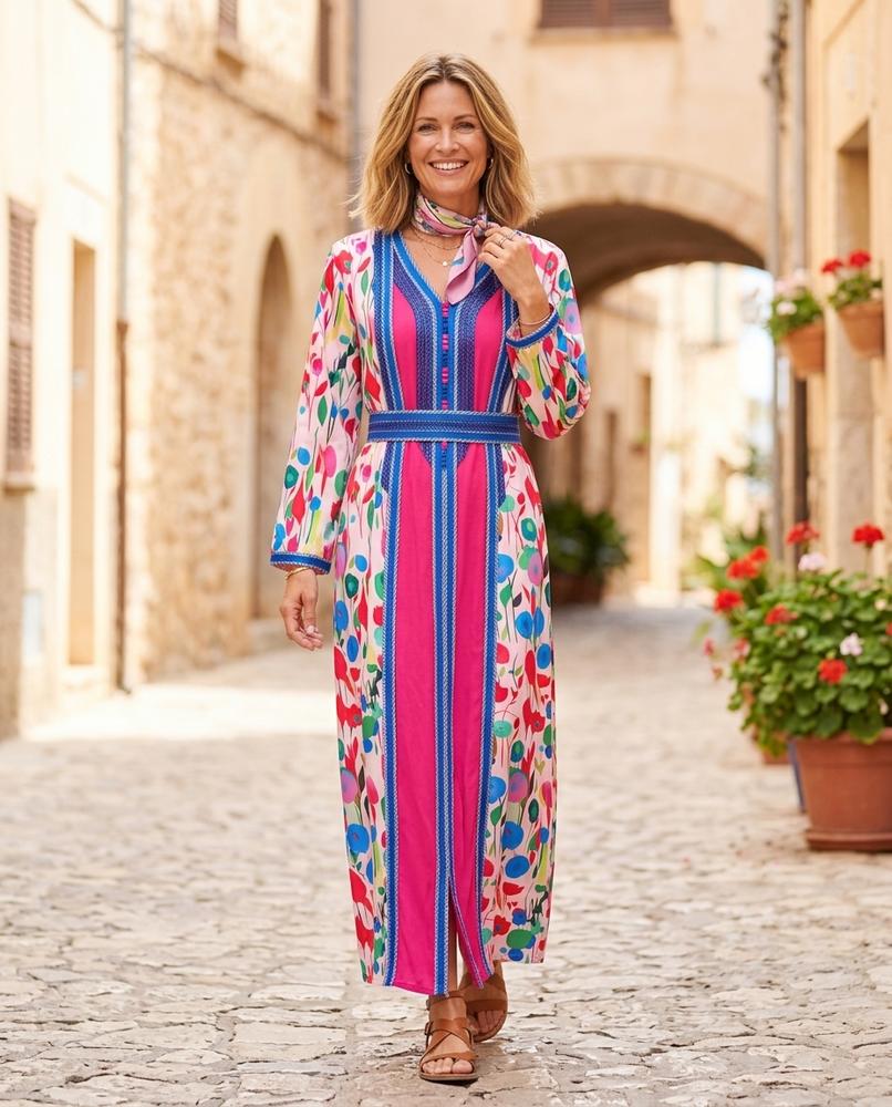 ExpressOutlet24 - Danal | Floral-Print Long-Sleeved Maxi Dress Women