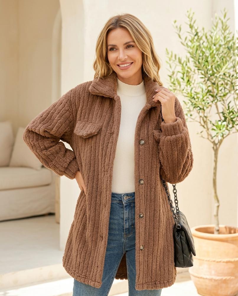 ExpressOutlet24 - Vezan | Ribbed Plush Coat Women