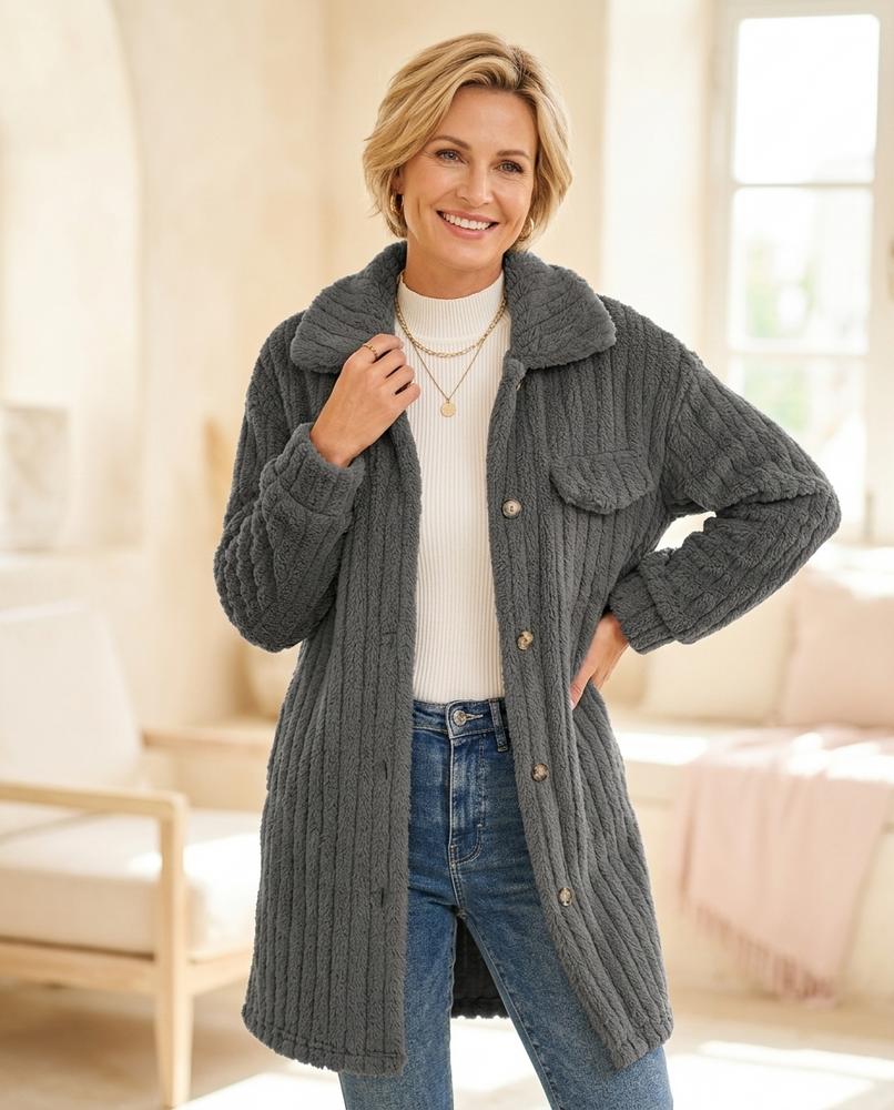 ExpressOutlet24 - Vezan | Ribbed Plush Coat Women
