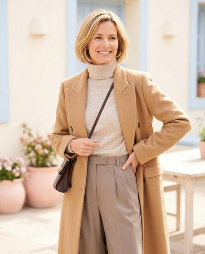 ExpressOutlet24 - Losen | Double-Breasted Notched Lapel Coat Women