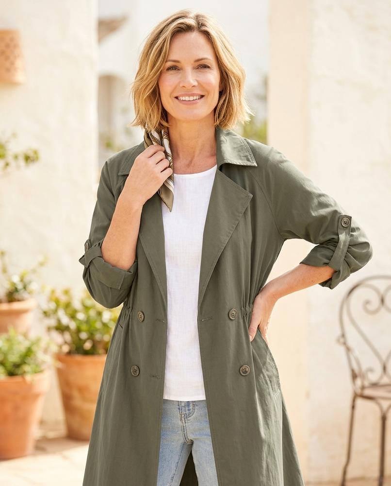 ExpressOutlet24 - Zesan | Drawstring-Waist Double-Breasted Coat Women