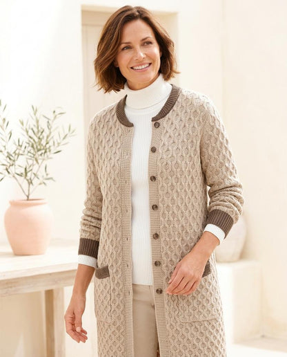 ExpressOutlet24 - Dasan | Textured Longline Knit Cardigan Women