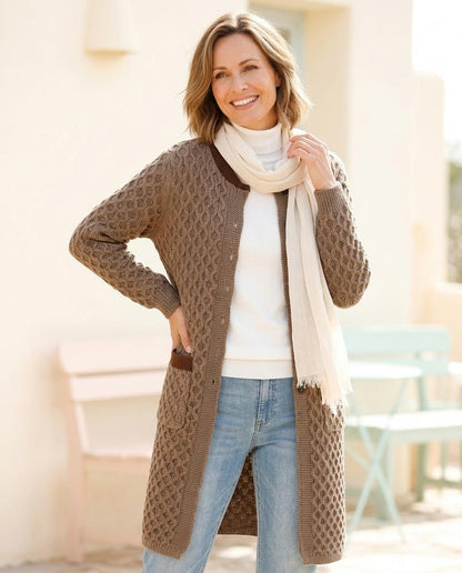 ExpressOutlet24 - Dasan | Textured Longline Knit Cardigan Women