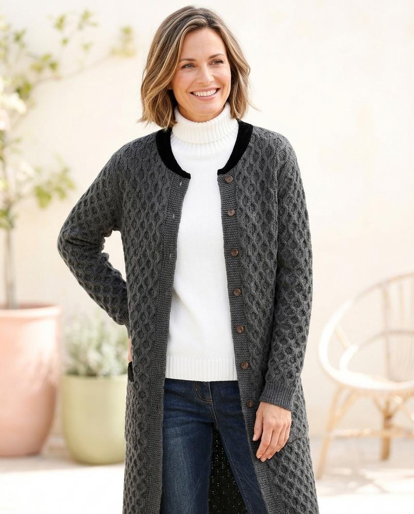 ExpressOutlet24 - Dasan | Textured Longline Knit Cardigan Women