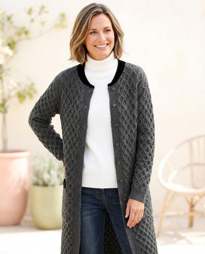 ExpressOutlet24 - Dasan | Textured Longline Knit Cardigan Women