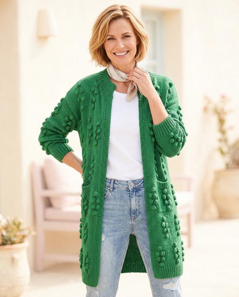 ExpressOutlet24 - Minor | Bobble-Knit Open-Front Knit Cardigan Women