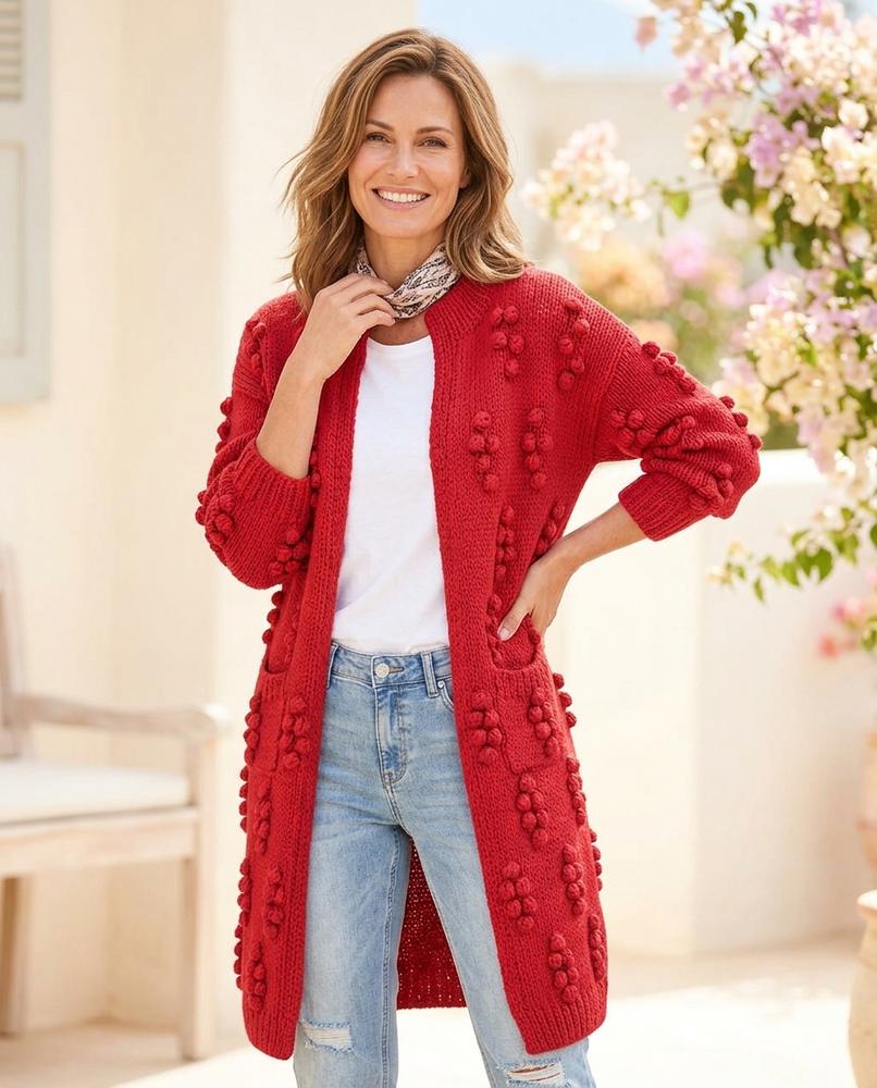 ExpressOutlet24 - Minor | Bobble-Knit Open-Front Knit Cardigan Women