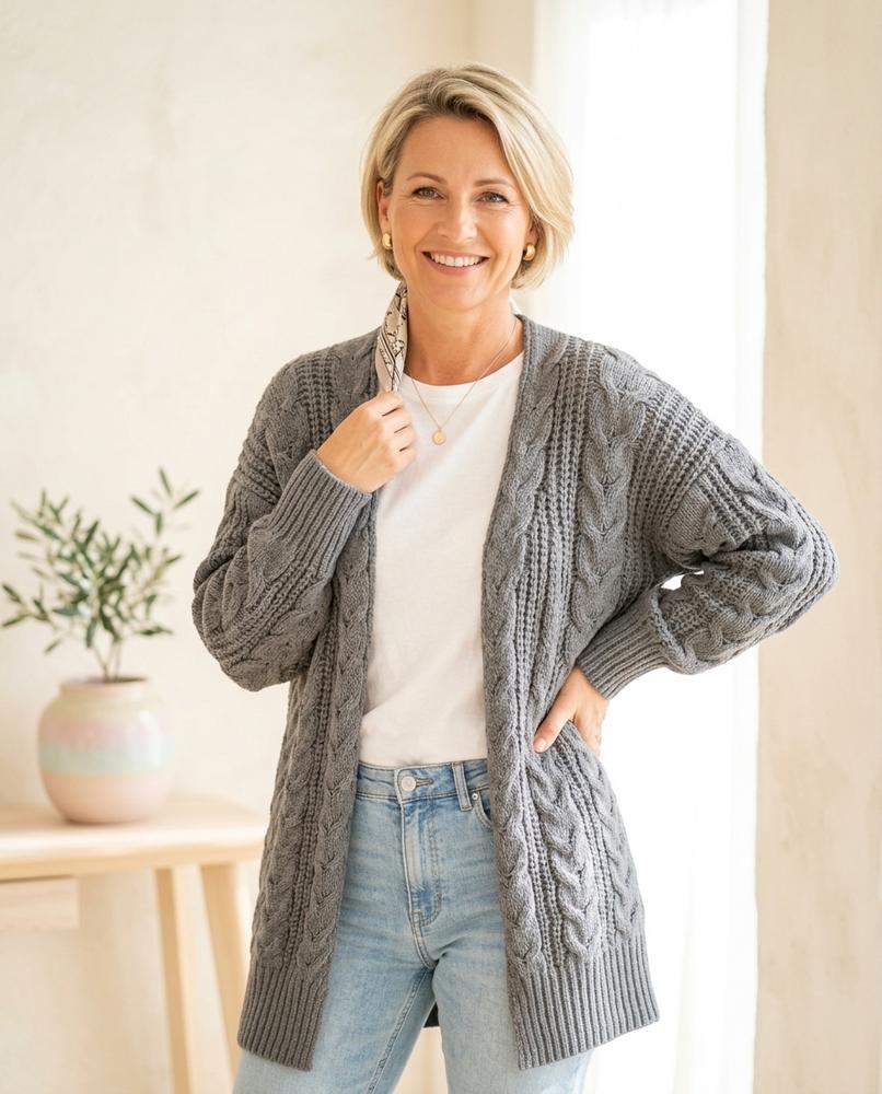 ExpressOutlet24 - Lytor | Cable-Knit Longline Knit Cardigan Women