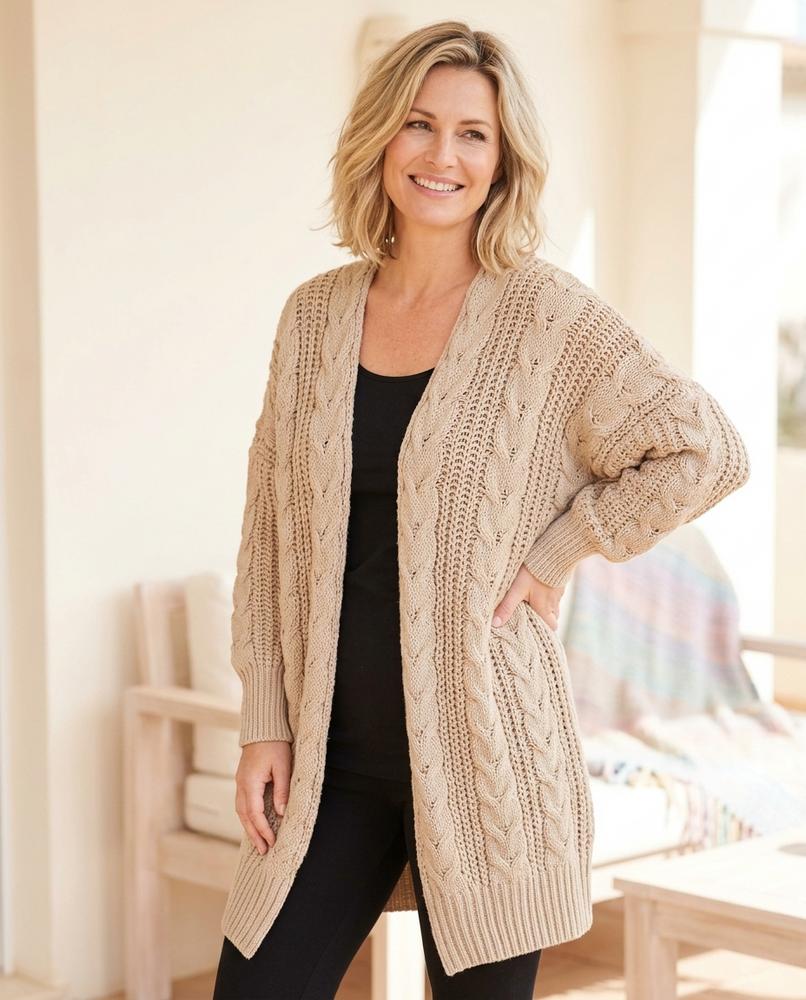 ExpressOutlet24 - Lytor | Cable-Knit Longline Knit Cardigan Women