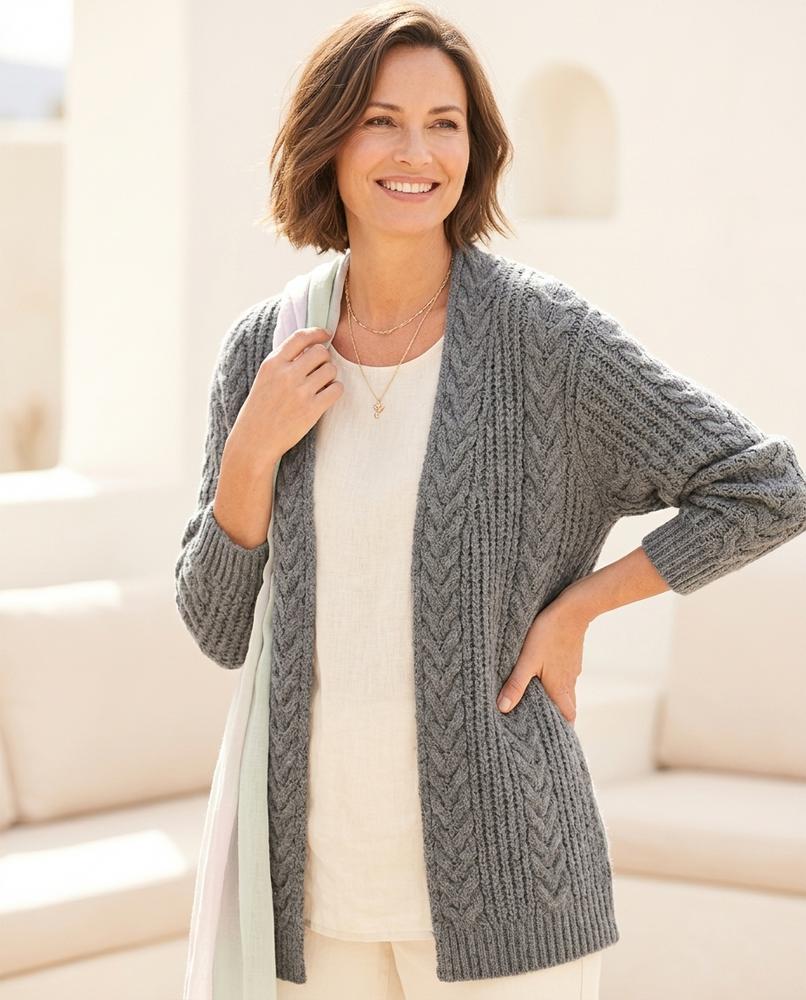 ExpressOutlet24 - Rolar | Cable-Knit Longline Knit Cardigan Women